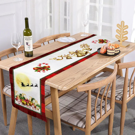 Style-6 New Year & Christmas Table Runner(33 x 180 CM) - Festive Linen Tablecloth, Digital Print Christmas Decor - Image 2