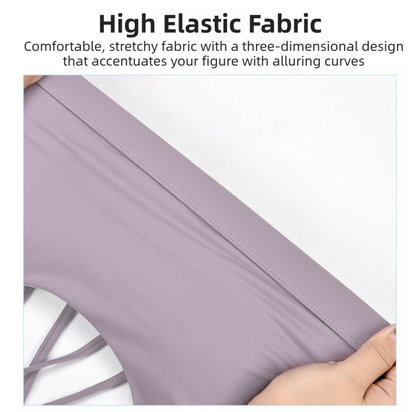 S Size Purple Elegant Sexy Criss-Cross Back Sports Bra for Women - High Support & Anti-Shock, Wire-Free Yoga Crop Top with X-Shape Fine Strap - Image 2