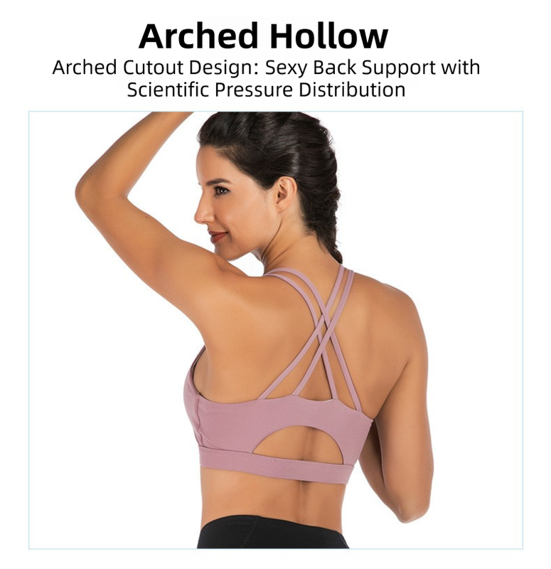 XXL Size Wine Red Elegant Sexy Criss-Cross Back Sports Bra for Women - High Support & Anti-Shock, Wire-Free Yoga Crop Top with X-Shape Fine Strap - Image 3
