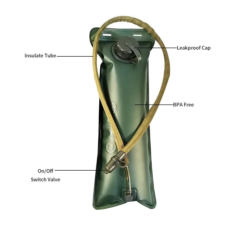 Outdoor Black 2.5L Hydration Bladder for Running & Cycling - Eco-Friendly PEVA Material Water Reservoir Pack Insert with Bite Valve & 93CM Water Pipe - Image 5