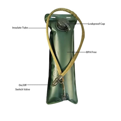 Outdoor Khaki 2L Hydration Bladder for Running & Cycling - Eco-Friendly PEVA Material Water Reservoir Pack Insert with Bite Valve & 93CM Water Pipe - Image 5