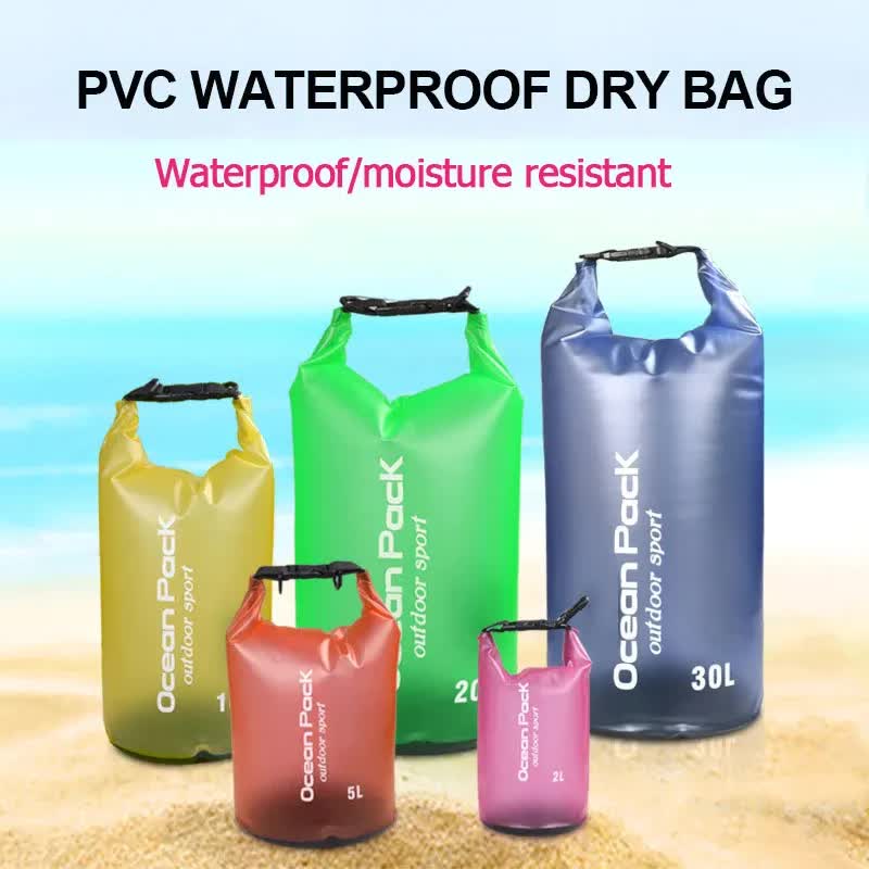 Light Green 5L PVC Waterproof Swimming Bag Bonus with Waterproof Phone Pouch - Roll-Top Floating Dry Gear Bags for Beach, Kayaking & Outdoor Sports - Image 2