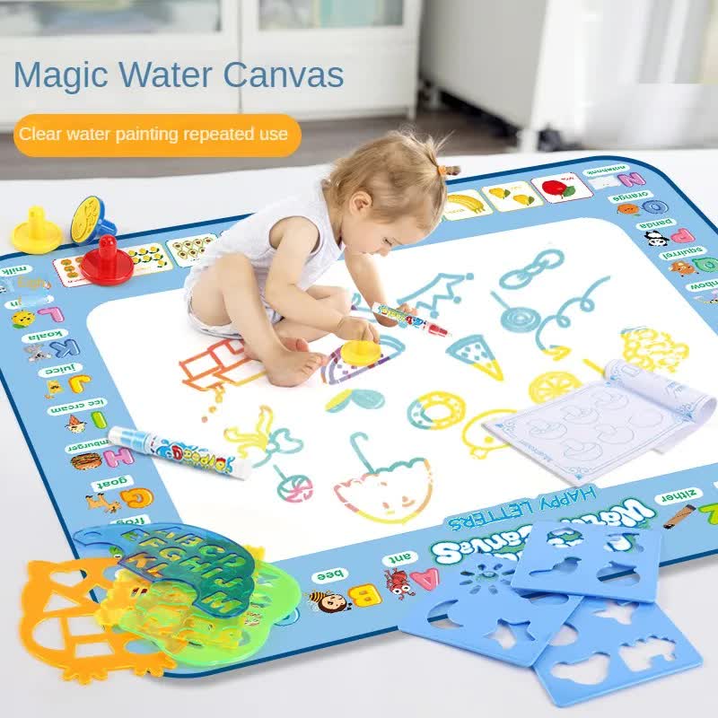 80x60CM World Map Theme Magic Water Doodle Mat - Educational Aqua Canvas, Deluxe 10-Piece Set - Image 2