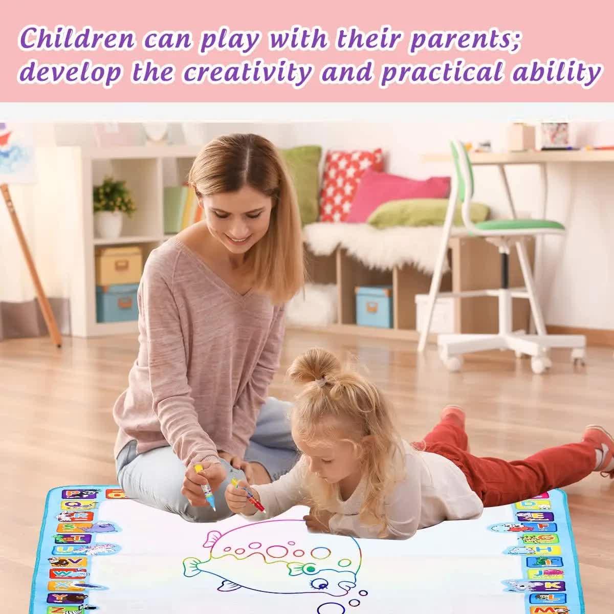 80x60CM Ocean World Water Doodle Mat - Educational Aqua Drawing Blanket, Marine Life Style Deluxe 10-Piece Set - Image 3