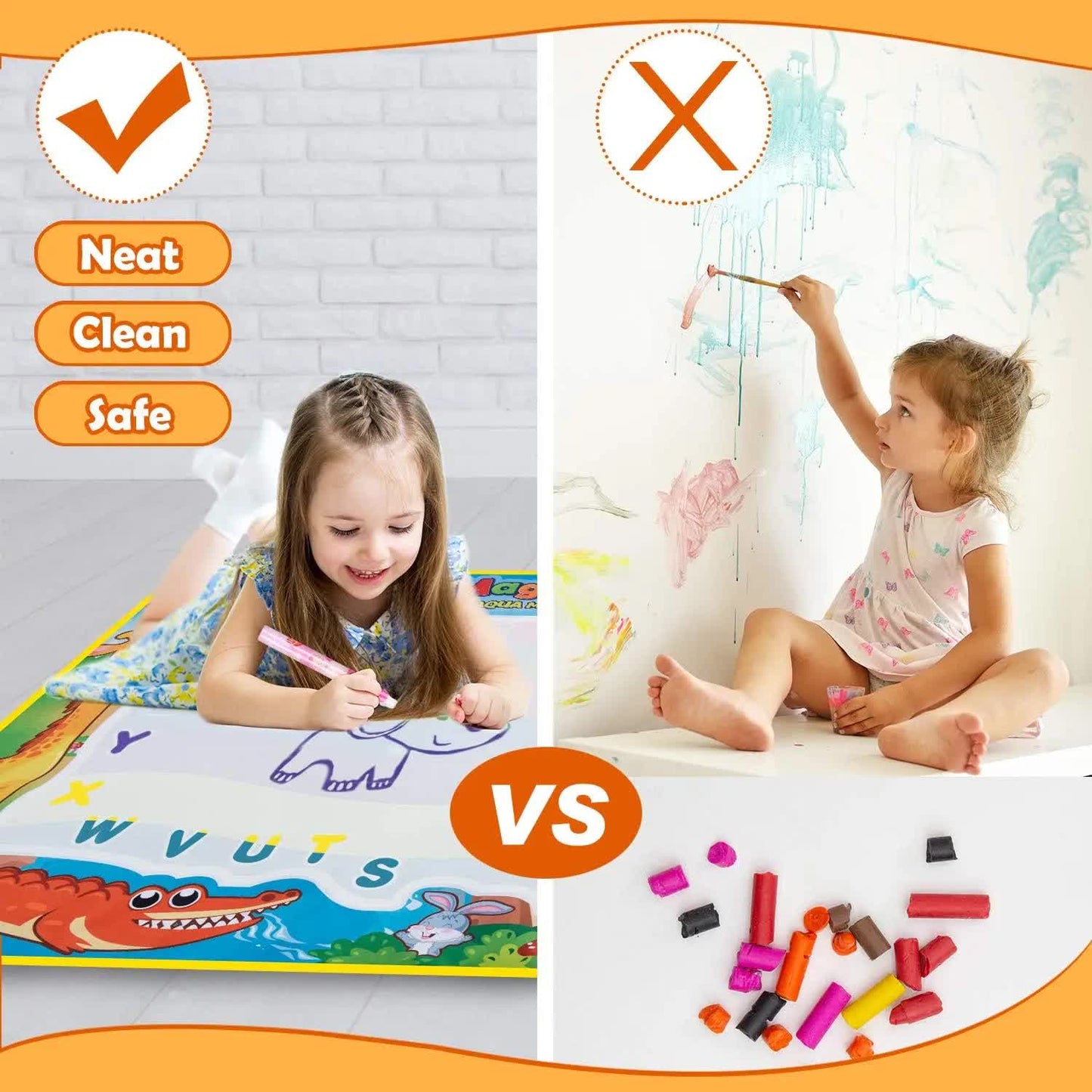 80x60CM Ocean World Water Doodle Mat - Educational Aqua Drawing Blanket, Marine Life Style Deluxe 10-Piece Set - Image 4
