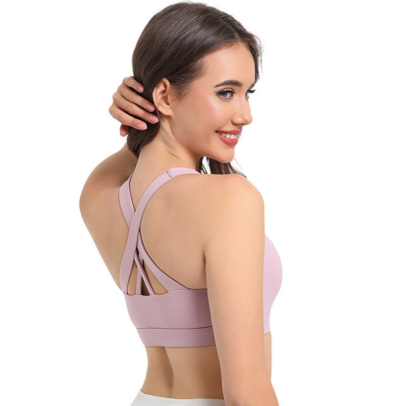 2-Pack Pink High-Support Shockproof Sports Bra(L Size) - Women's Backless Yoga Running Vest with Naked-Feel Comfort (Padded & Wire-Free) - Image 2