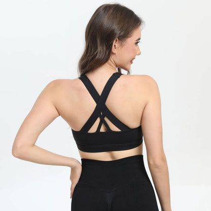 2-Pack Black High-Support Shockproof Sports Bra(M Size) - Women's Backless Yoga Running Vest with Naked-Feel Comfort (Padded & Wire-Free) - Image 2