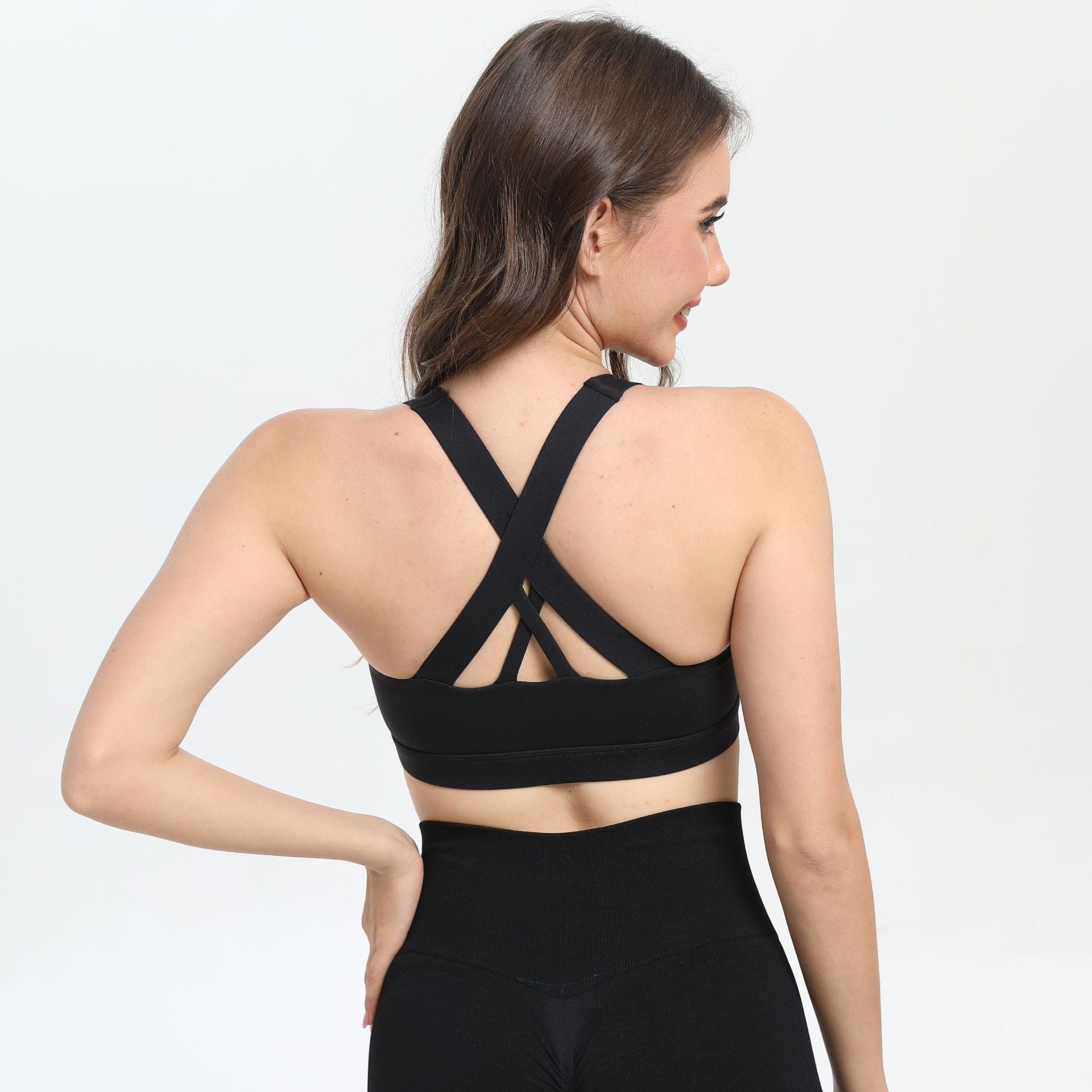2-Pack Black High-Support Shockproof Sports Bra(L Size) - Women's Backless Yoga Running Vest with Naked-Feel Comfort (Padded & Wire-Free) - Image 2