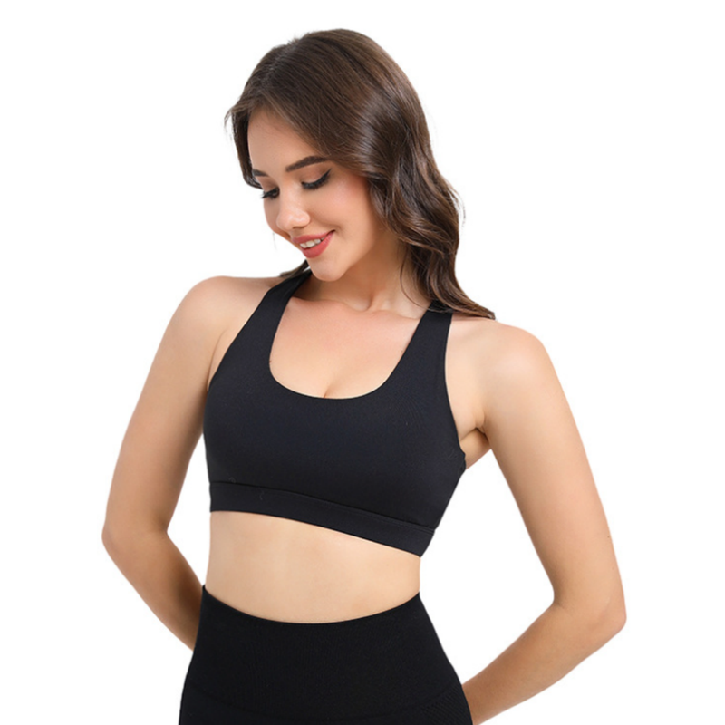 2-Pack Black High-Support Shockproof Sports Bra(XXL Size) - Women's Backless Yoga Running Vest with Naked-Feel Comfort (Padded & Wire-Free)