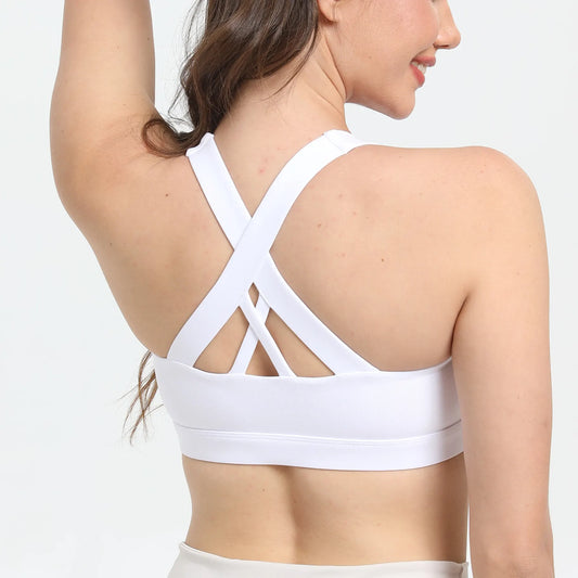 2-Pack White High-Support Shockproof Sports Bra(M Size) - Women's Backless Yoga Running Vest with Naked-Feel Comfort (Padded & Wire-Free) - Image 2
