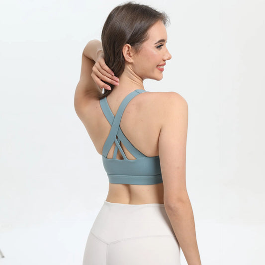 2-Pack Blue High-Support Shockproof Sports Bra(XXL Size) - Women's Backless Yoga Running Vest with Naked-Feel Comfort (Padded & Wire-Free) - Image 2