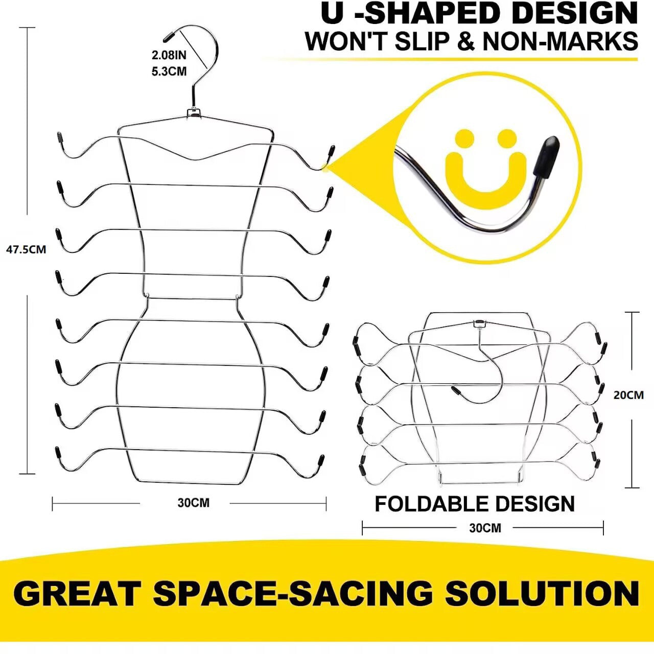 Foldable Vertical Layered Bra and Lingerie Organiser Hanger(8 Tier: 50.5X30.5cm) - Stainless Steel Space Saver for Underwear, Bras, and Tank Tops - Image 4