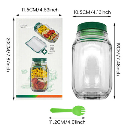 2-Pack(Green&Orange) Portable All-in-One Side-Opening Salad Container Jar with Fork(10.5x19CM) - Plastic Layered Meal Storage Cup for Kitchen & On-the-Go - Image 4