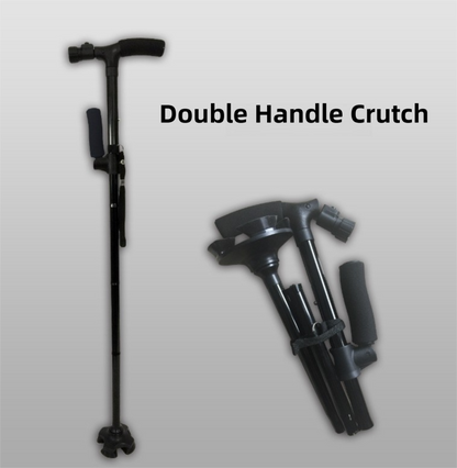 Folding LED Walking Cane with Dual Handle - Adjustable(88-98CM), Anti-Slip 4-Prong Base, and Stand-Up Function for Seniors - Image 4