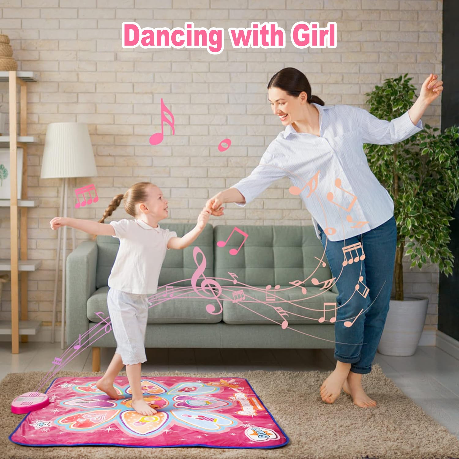 Purple Wireless Kids Electronic Princess Dance Mat & Music Playmat(90x90CM) - 7 Modes Foot Game Pad Toy with Digital Score Display - Image 5