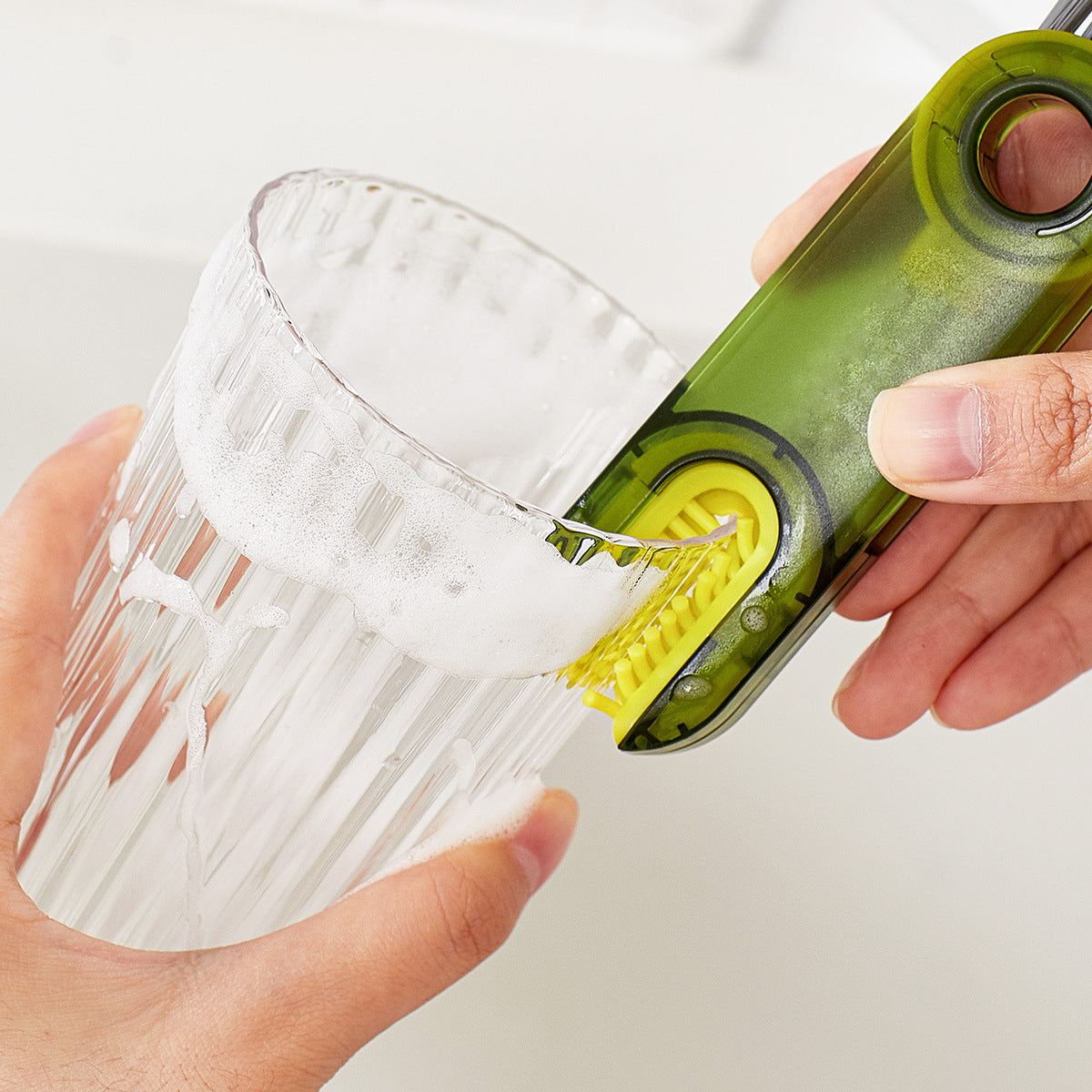 2-Packs 3-in-1 Green Portable & Compact U-Shape Deeply-Cleaning Brush - Multi-Functional Gap Scrubber for Lids, Mugs, and Baby Bottles   - Image 3