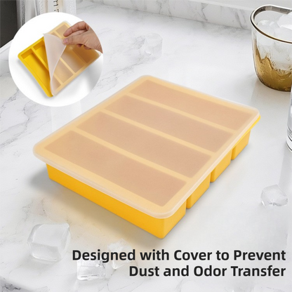 2-Packs Pink Flexible 4-Grid Silicone Long Ice Cube Tray with Lid - Easy Release Reusable Mold for Narrow Bottles & Cocktails - Image 4