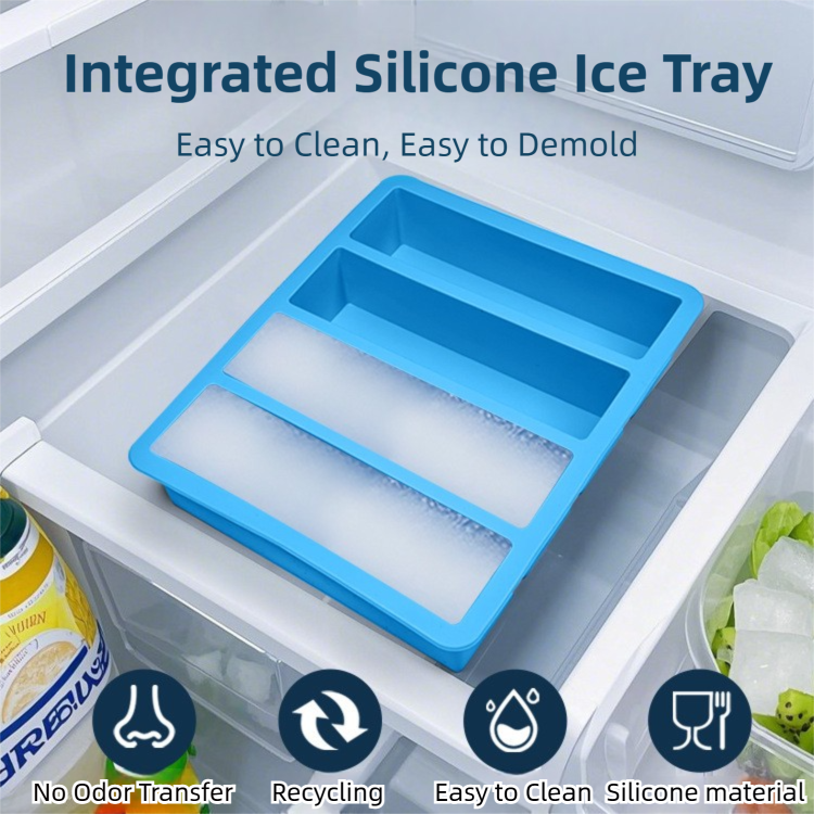 2-Packs Green Flexible 4-Grid Silicone Long Ice Cube Tray with Lid - Easy Release Reusable Mold for Narrow Bottles & Cocktails - Image 2