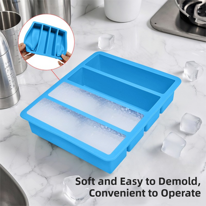 2-Packs Green Flexible 4-Grid Silicone Long Ice Cube Tray with Lid - Easy Release Reusable Mold for Narrow Bottles & Cocktails - Image 3