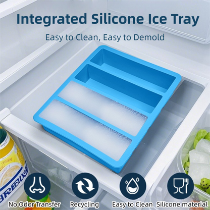 2-Packs Grey Flexible 4-Grid Silicone Long Ice Cube Tray with Lid - Easy Release Reusable Mold for Narrow Bottles & Cocktails - Image 2