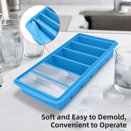 2-Packs Blue 6-Grid Extra Long Silicone Ice Cube Tray - Easy Release Reusable Food Grade Mold for Whiskey, Cocktails & Commercial Use - Image 5