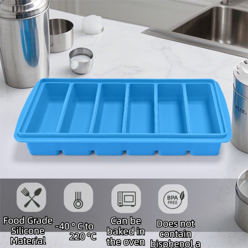 2-Packs Yellow 6-Grid Extra Long Silicone Ice Cube Tray - Easy Release Reusable Food Grade Mold for Whiskey, Cocktails & Commercial Use - Image 3