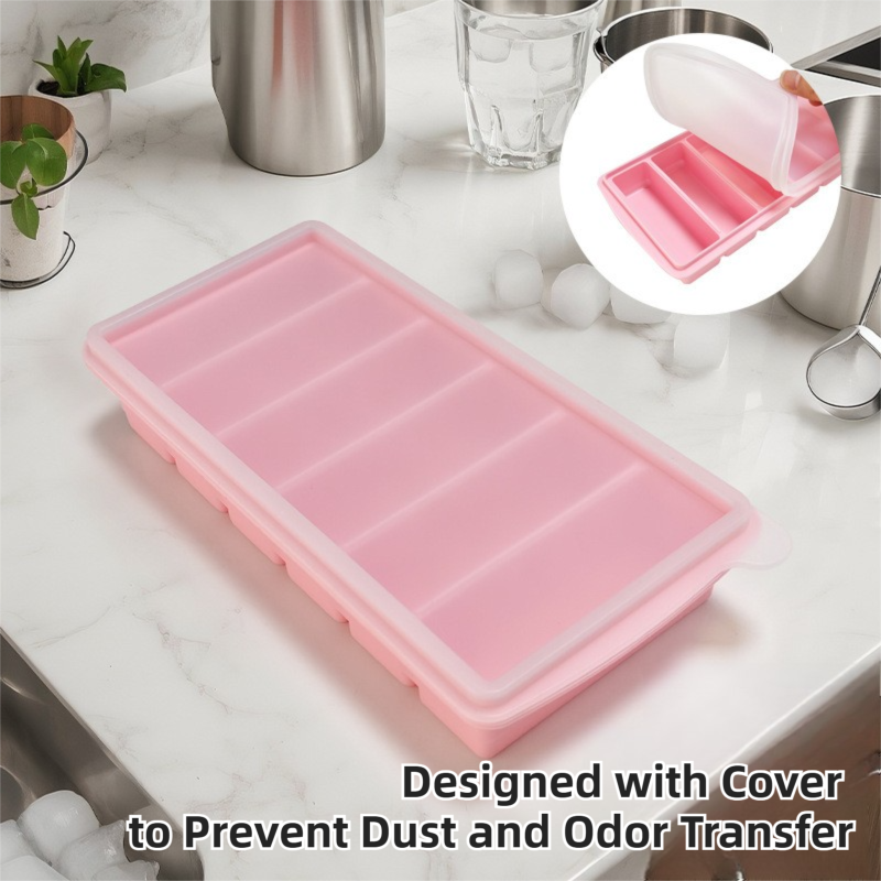 2-Packs Grey 6-Grid Extra Long Silicone Ice Cube Tray - Easy Release Reusable Food Grade Mold for Whiskey, Cocktails & Commercial Use - Image 6