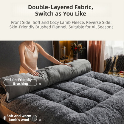 Superior Insulation Grey Dual-Sided Pet Sleeping Mat(40X60CM) for Dogs & Cats - 3D Thickened Support & Durable Wavy Quilting, Reversible Lamb Velvet & Brushed Cotton Bed - Image 3