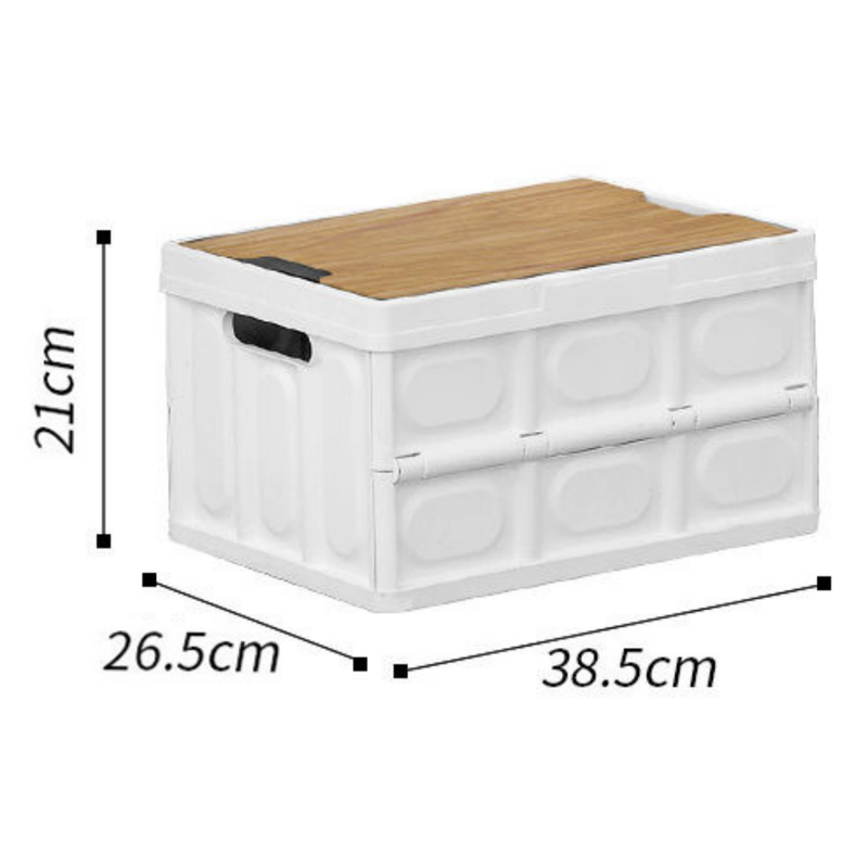 White Collapsible Small Standard Storage Box with Wooden Table Top(39x27x21CM) - Car Trunk Organiser for Australian Camping & Home Use - Image 7