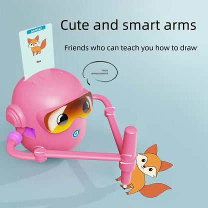 Blue smart Drawing & Learning Robot Toy with 100 Cards - Drawing & Vocabulary Educational Companion for Kids, Quick Card-Insert Recognition - Image 3
