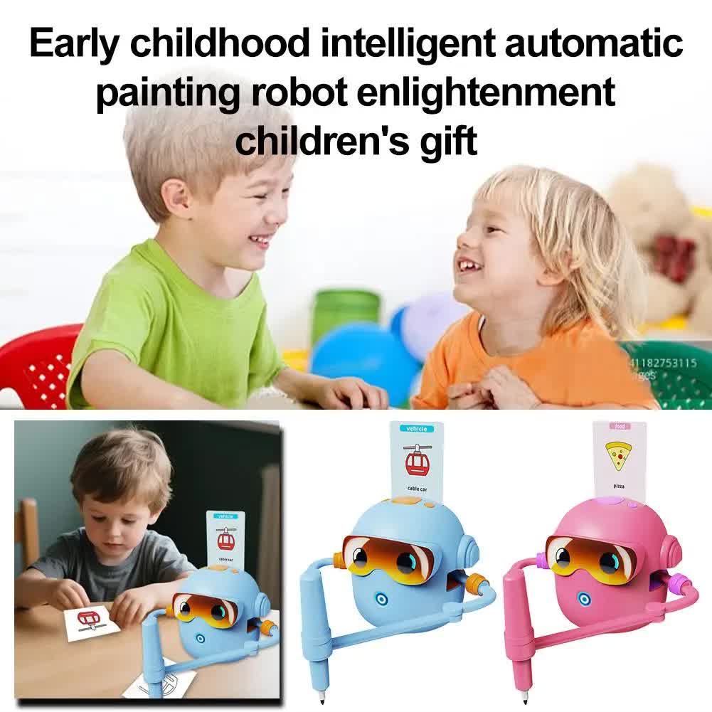 Pink smart Drawing & Learning Robot Toy with 100 Cards - Drawing & Vocabulary Educational Companion for Kids, Quick Card-Insert Recognition - Image 4
