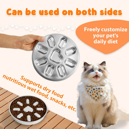 2-Pack Reversible Heavy-Duty 304 Stainless Steel Slow Feeder Bowl(23x23x3.5CM) - Anti-Slip/Tip Pet Dish for Dogs & Cats to Prevent Bloating and Choking - Image 5