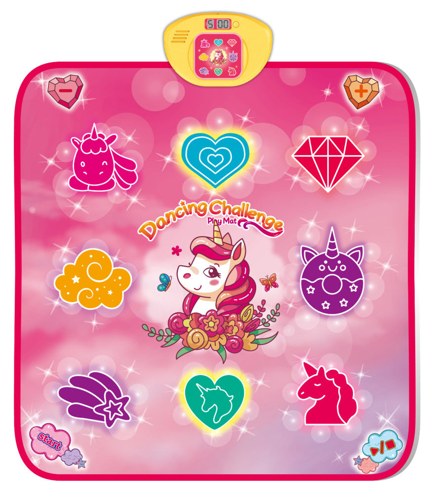 2-Pack Kids Multifunctional Electronic Dance Mat(100x87CM) - Unicorn & Purple Ornament Theme Play Mat with Sound Recognition for Early Education and Physical Exercise - Image 2