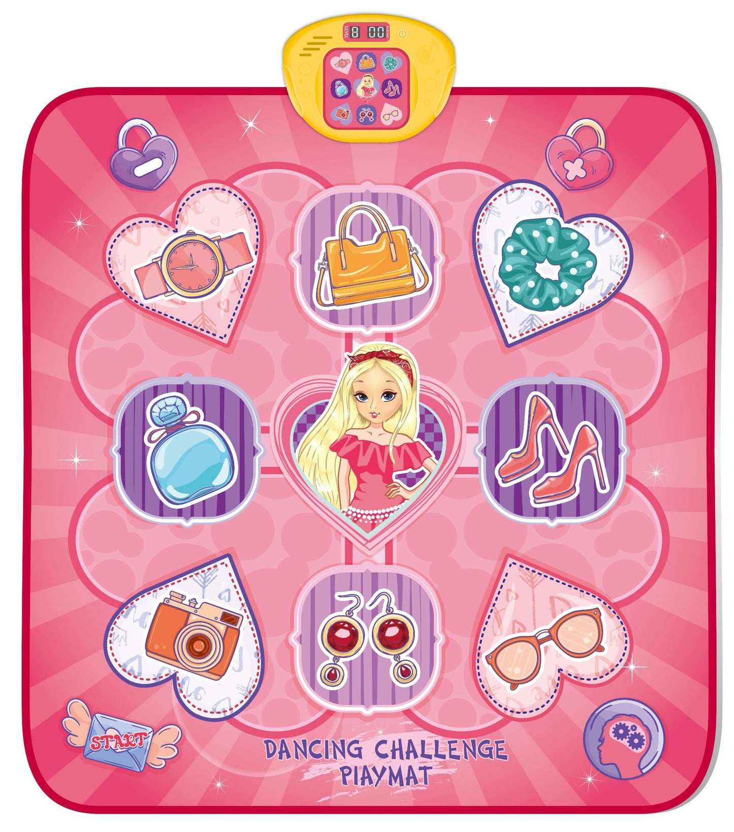 2-Pack Kids Multifunctional Electronic Dance Mat(100x87CM) - Dessert & Pink Ornament Theme Play Mat with Sound Recognition for Early Education and Physical Exercise - Image 2