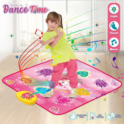 2-Pack Kids Multifunctional Electronic Dance Mat(52x86CM) - Dinosaur & Transport Theme Play Mat with Sound Recognition for Early Education and Physical Exercise