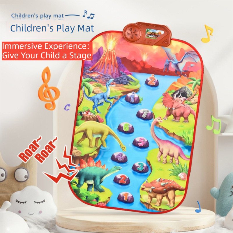2-Pack Kids Multifunctional Electronic Dance Mat(52x86CM) - Dinosaur & Transport Theme Play Mat with Sound Recognition for Early Education and Physical Exercise - Image 2