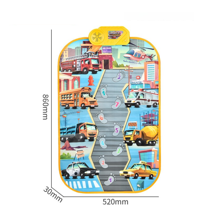 2-Pack Kids Multifunctional Electronic Dance Mat(52x86CM) - Dinosaur & Transport Theme Play Mat with Sound Recognition for Early Education and Physical Exercise - Image 3
