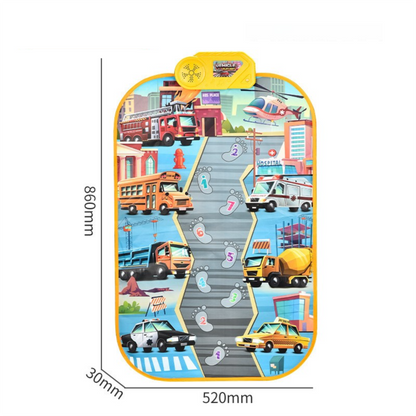 2-Pack Kids Multifunctional Electronic Dance Mat(52x86CM) - Dinosaur & Transport Theme Play Mat with Sound Recognition for Early Education and Physical Exercise - Image 3