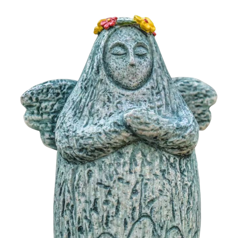 Zelda Goddess Statue Figurine(Large Statue with Flower Crown + Apple) - Retro Resin Finish, Hyrule Shrine Model for Garden, Aquarium & Car Decor - Image 2