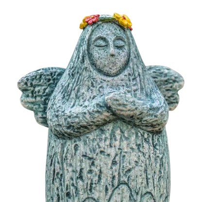 Zelda Goddess Statue Figurine(Large Statue with Flower Crown + Apple) - Retro Resin Finish, Hyrule Shrine Model for Garden, Aquarium & Car Decor - Image 2