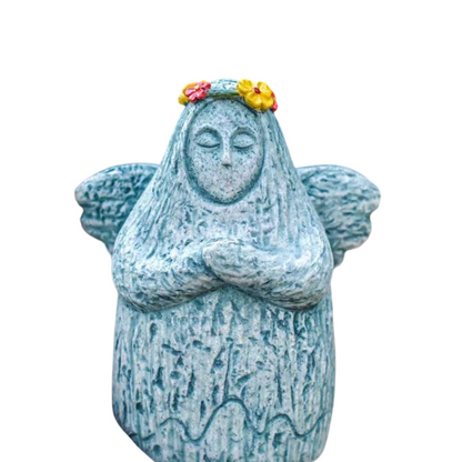 Zelda Goddess Statue Figurine(Large Statue with Flower Crown + Apple) - Retro Resin Finish, Hyrule Shrine Model for Garden, Aquarium & Car Decor - Image 3