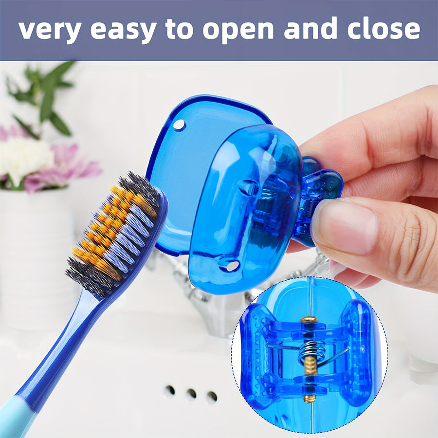 9-Pack Bathroom & Kitchen Organiser Set: 5 Heavy-Duty Clear Adhesive Hooks + 4 Portable Toothbrush Holders(Random Color) - Image 2
