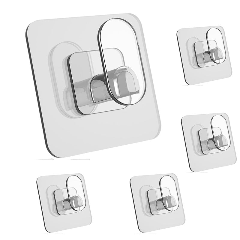 9-Pack Bathroom & Kitchen Organiser Set: 5 Heavy-Duty Clear Adhesive Hooks + 4 Portable Toothbrush Holders(Random Color) - Image 4