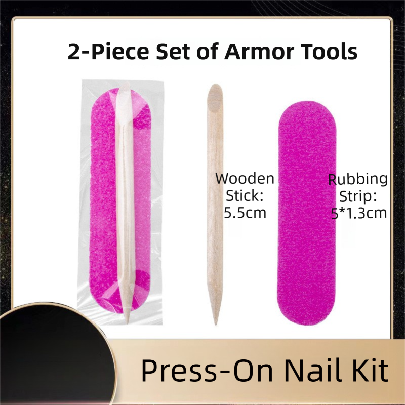 10-Set Press-On Nail Prep Tool Kits - 10 x Disposable Manicure Sticks & 10 x Mini Files, 10 Ultra-Thin Adhesive Sheets - Image 2