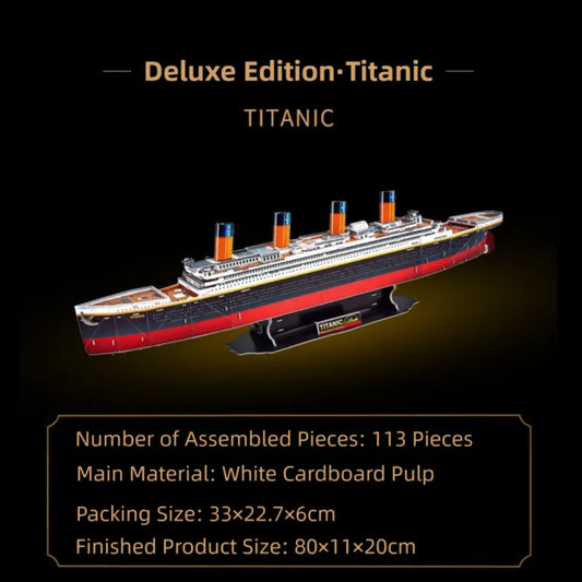 Deluxe Edition (113Pieces) 3D Titanic Ship Model Puzzle Kit - DIY Nautical Series Toy for Kids & Adults, Educational Building Blocks - Image 2