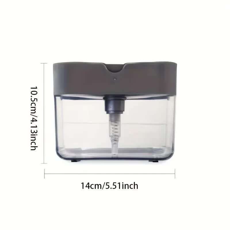 2-Pack Grey Kitchen Press-Type Dish Soap Dispenser & Sponge Caddy - 2-in-1 Automatic Liquid Pump for Dish Scrubbers & Scouring Pads - Image 2