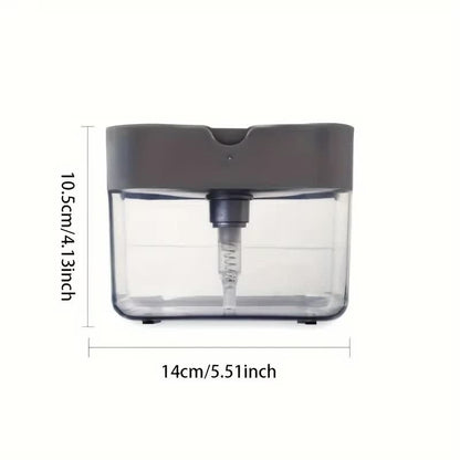 2-Pack Grey Kitchen Press-Type Dish Soap Dispenser & Sponge Caddy - 2-in-1 Automatic Liquid Pump for Dish Scrubbers & Scouring Pads - Image 2