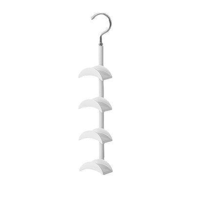 2-Pack White 360 Degree Rotating 4-Tier Closet Organiser Hook - Multi-Functional Bag Hanger, Tie & Belt Rack for Wardrobe Storage