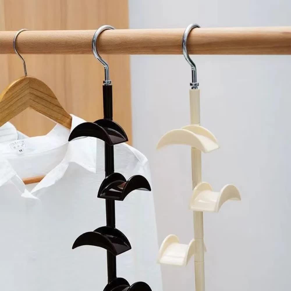 2-Pack White 360 Degree Rotating 4-Tier Closet Organiser Hook - Multi-Functional Bag Hanger, Tie & Belt Rack for Wardrobe Storage - Image 3