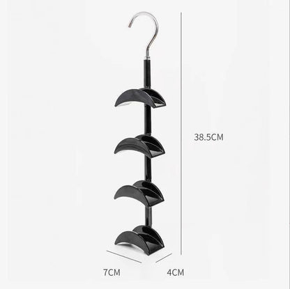 2-Pack White 360 Degree Rotating 4-Tier Closet Organiser Hook - Multi-Functional Bag Hanger, Tie & Belt Rack for Wardrobe Storage - Image 5